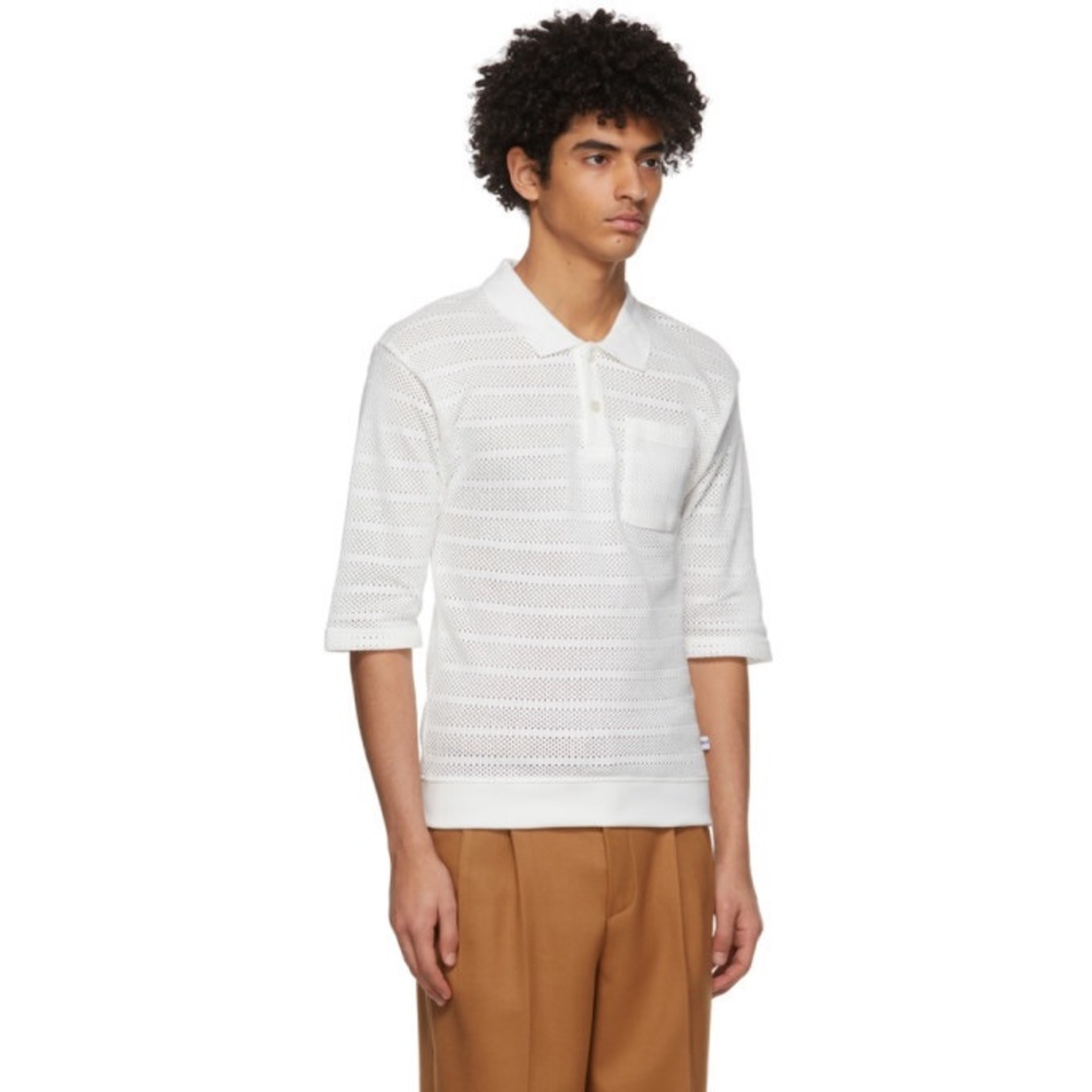 Martin Asbjorn White Mesh Polo